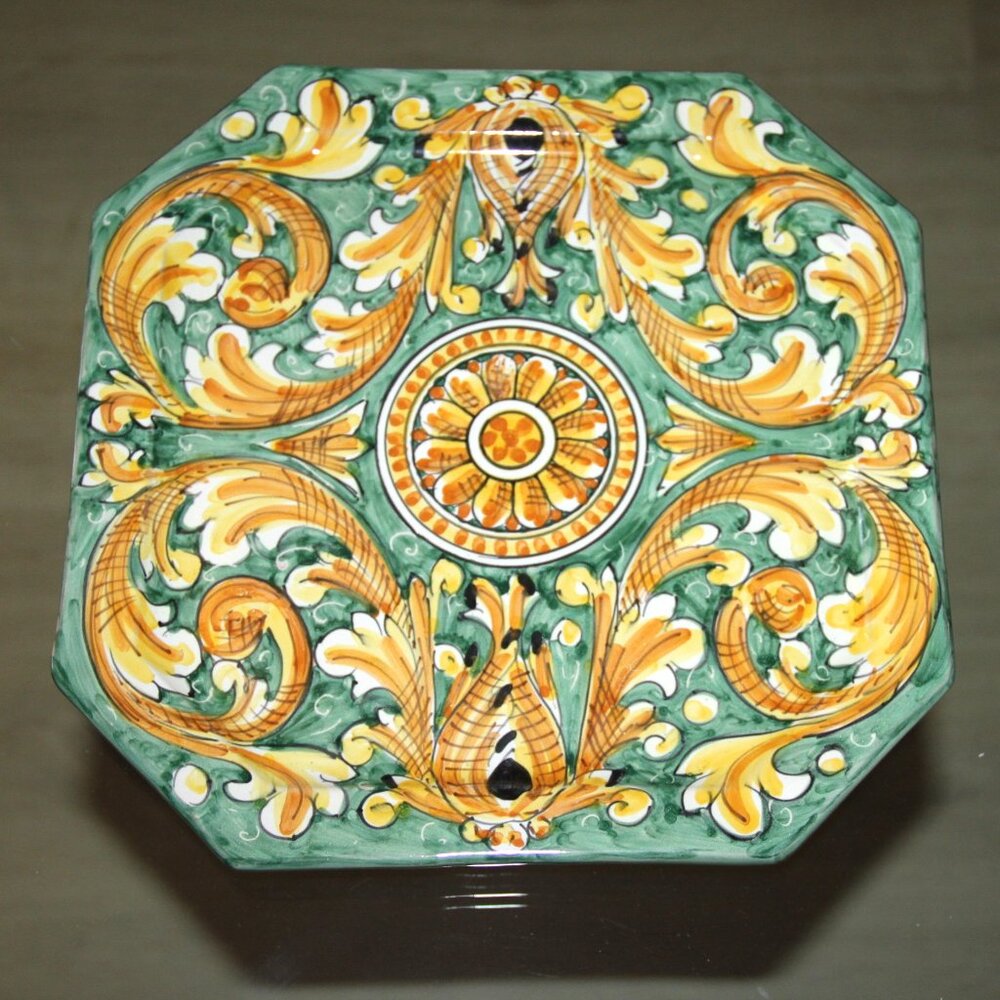 Ceramic Hand-painted Traditional Signed Décor Cake Plate or Wall Accent Vintage